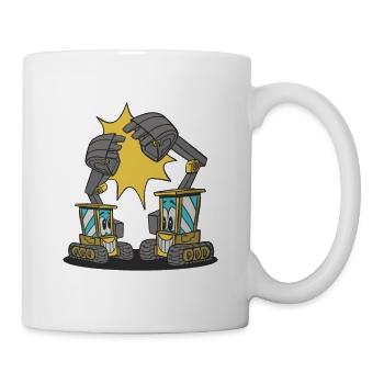 Großer Bruder mit Bagger für kleine Baggerfahrer - Tasse - Weiß - Rechts