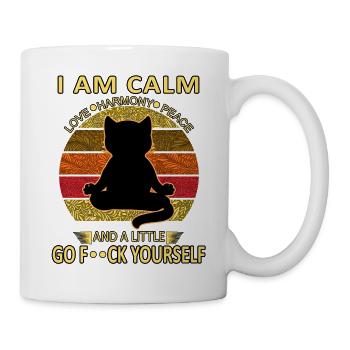 Funny Saying Meditation Cat Vintage Shirt - Tasse - Weiß - Rechts