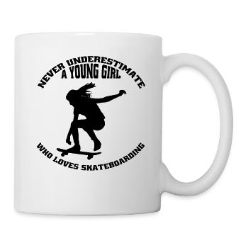 Skateboard Mädchen Skater Skateboarding Longboard - Tasse - Weiß - Rechts