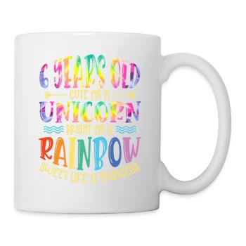 6 Jahre Alt Niedlich Wie Ein Einhorn Hell Wie Ein - Tasse - Weiß - Rechts