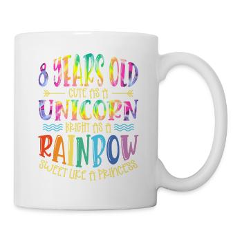 8 Jahre Alt Niedlich Wie Ein Einhorn Hell Wie Ein - Tasse - Weiß - Rechts
