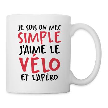 J'aime Le Vélo Et L'apéro - Mug blanc - blanc - Droite