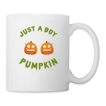 A Boy Who Scared In The Pumpkin Funny Halloween - Tasse - Weiß - Rechts