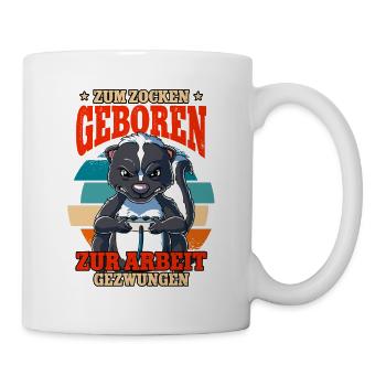 Zum Zocken Geboren Zum Arbeiten Gezwungen - Tasse - Weiß - Rechts