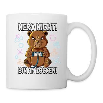 Zocken Gaming Nerv Nicht Bin Am Zocken - Tasse - Weiß - Rechts