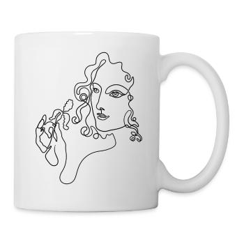 Line Art eine Linie Portrait Blume Cottagecore - Tasse - Weiß - Rechts
