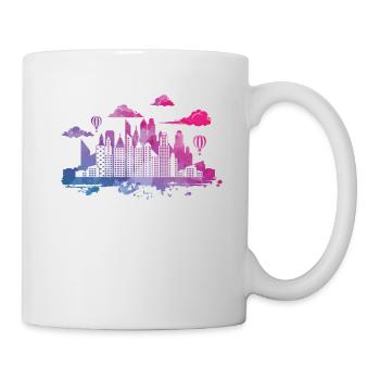 Skyline mit Heißluftballons Gebäude Stadt - Tasse - Weiß - Rechts