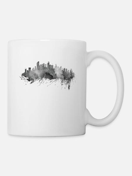 Skyline Gebäude Stadt Silhouette Umriss - Tasse - Weiß