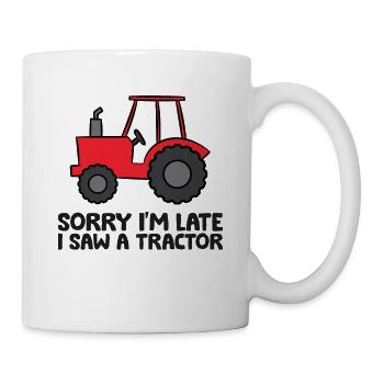 Désolé je suis en retard j’ai vu un tracteur - Mug blanc - blanc - Droite