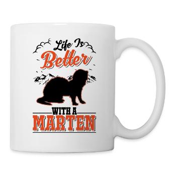 La vie est meilleure avec une Marten Baummarder Marder - Mug blanc - blanc - Droite