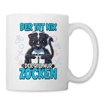 Zocken Gaming Der Tut Nix Der Will Nur Zocken - Tasse - Weiß - Rechts
