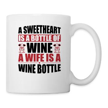 Une chérie, une bouteille de vin - Mug blanc - blanc - Droite