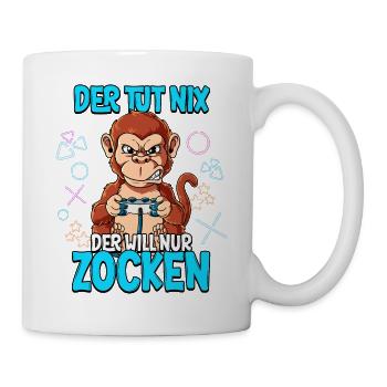 Zocken Gaming Der Tut Nix Der Will Nur Zocken - Tasse - Weiß - Rechts