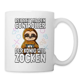 Videospiel Gaming Faultier Zocken - Tasse - Weiß - Rechts