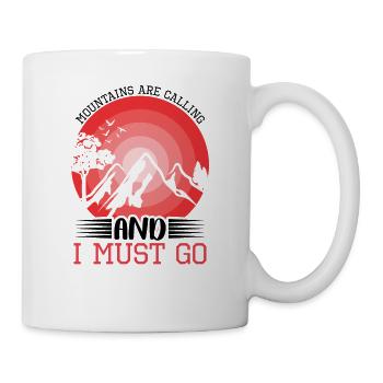Die Berge rufen Wandershirt - Tasse - Weiß - Rechts