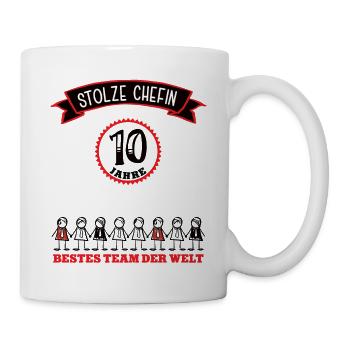 Chefin Jubiläum 10 Jahre Firmenchefin Vorgesetzte - Tasse - Weiß - Rechts