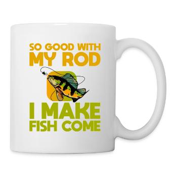 Si bien avec ma canne, je fais venir le poisson - Mug blanc - blanc - Droite