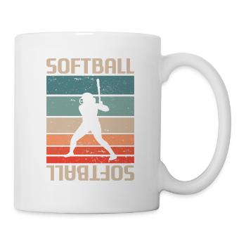 Joueur de Softball Classique Rétro Vintage - Mug blanc - blanc - Droite
