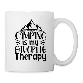 Camping ist meine Lieblingstherapie Wandern - Tasse - Weiß - Rechts