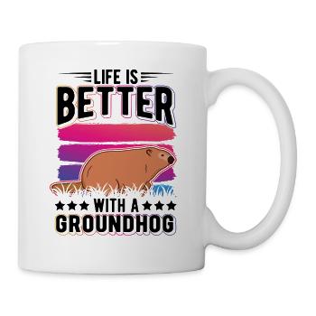 Life is better with a Groundhog Marmot - Mug - white - Right