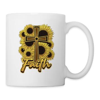 Religiöse Sonnenblumenkreuz christlicher Glaube - Tasse - Weiß - Rechts