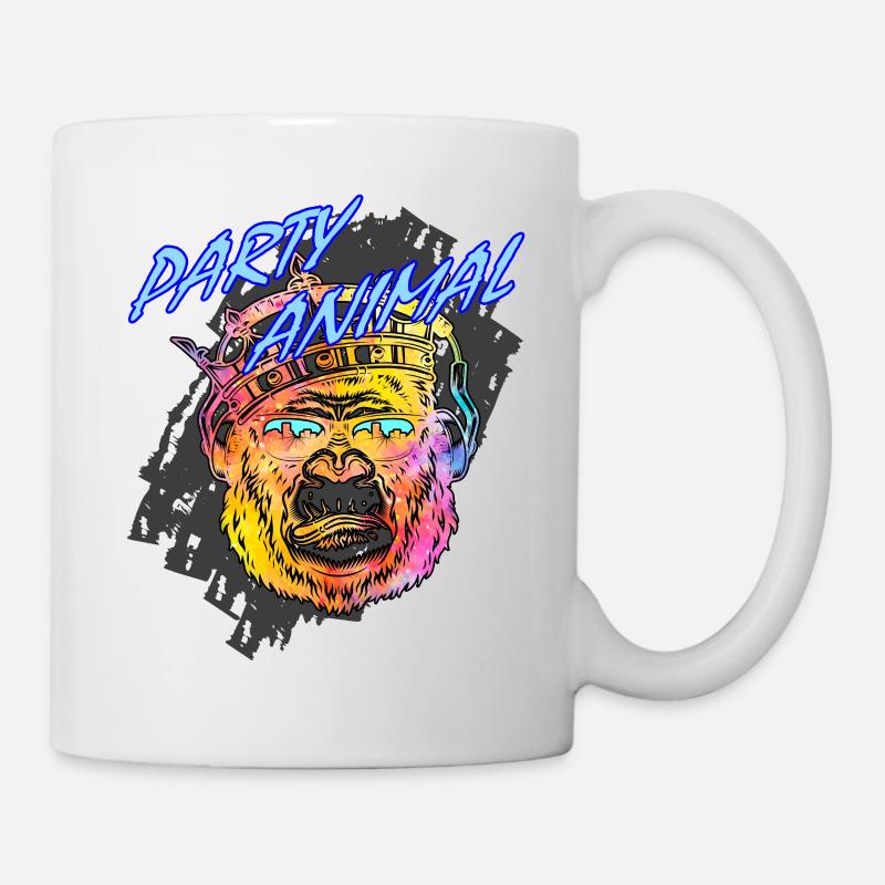 Party Gorilla | Buntes Design - Tasse - Weiß
