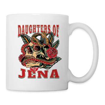 Jena Power-Frau daughters of Jena Retro Blumen - Tasse - Weiß - Rechts