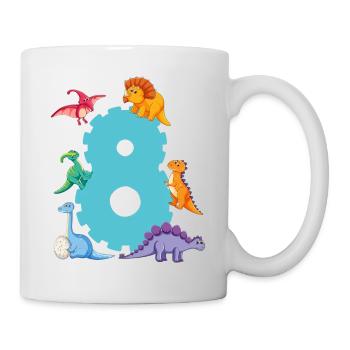 8e anniversaire | Chemise d’anniversaire de dinosaure | - Mug blanc - blanc - Droite