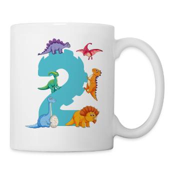 2ème anniversaire | Chemise d’anniversaire de dinosaure | - Mug blanc - blanc - Droite