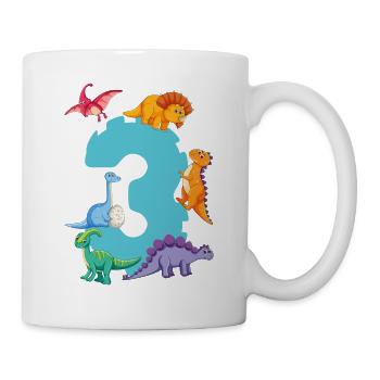 3ème anniversaire | Chemise d’anniversaire de dinosaure | - Mug blanc - blanc - Droite