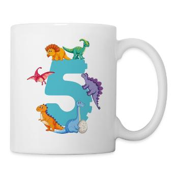 5th birthday | Dinosaur Birthday Shirt | - Mug - white - Right