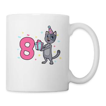 With Cat - Girl's Birthday 8 Years - Mug - white - Right