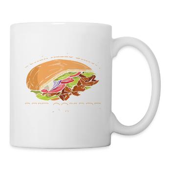 Döner Alles Drauf, Mit Scharf Döner Kebab Geschenk - Tasse - Weiß - Rechts