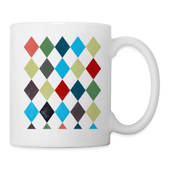 Rhombus White Red Costume Halloween Suit - Mug - white - Right