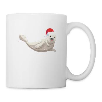 Seal Santa Claus Cap Animal Lovers Christmas - Mug - white - Right