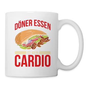 Döner Essen Ist Mein Cardio Döner Kebab Geschenk - Tasse - Weiß - Rechts
