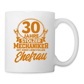 Perlenhochzeit Ehepaar 30. Hochzeitstag Geschenk - Tasse - Weiß - Rechts