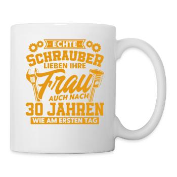 Perlenhochzeit Ehepaar 30. Hochzeitstag Geschenk - Tasse - Weiß - Rechts