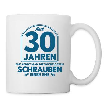 Perlenhochzeit Ehepaar 30. Hochzeitstag Geschenk - Tasse - Weiß - Rechts
