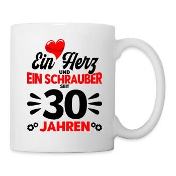 Perlenhochzeit Ehepaar 30. Hochzeitstag Geschenk - Tasse - Weiß - Rechts