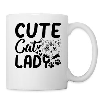 Verrückte Katzendame Katzenbesitzerin Niedliche Ka - Tasse - Weiß - Rechts