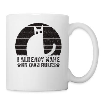 Lustige Katzen Ich mache schon meine eigenen Regel - Tasse - Weiß - Rechts