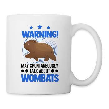 Warning May spontaneously talk about Wombats - Mug - white - Right