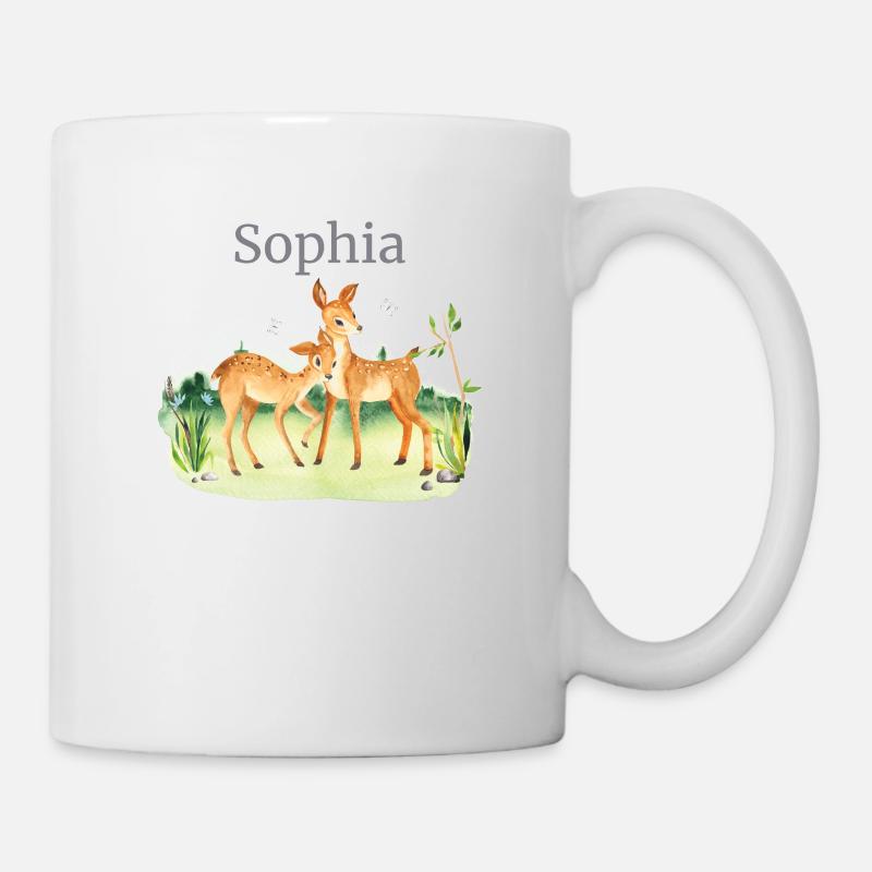 Fleurs de cerf d’animaux forestiers Nom Sophia - Mug blanc - blanc