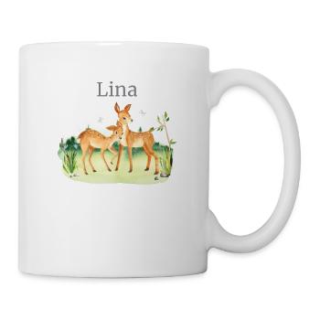 Forest Animal Deer Flowers Name Lina - Mug - white - Right
