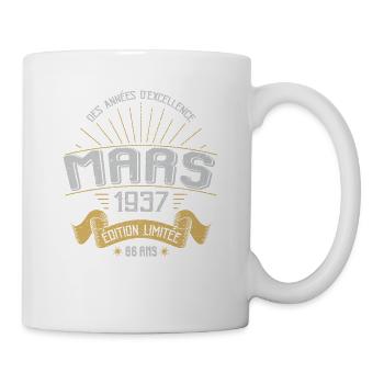 Mars 1937 86 Ans Anniversaire Vintage Idée Cadeau - Mug blanc - blanc - Droite