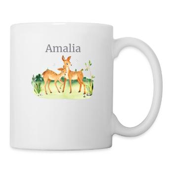 Forest Animal Deer Flowers Name Amalia - Mug - white - Right