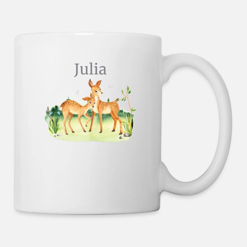 Waldtier Reh Blumen Name Julia - Tasse - Weiß