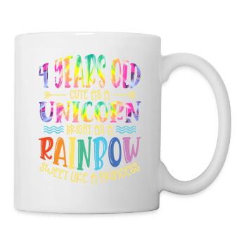4 Jahre Alt Niedlich Wie Ein Einhorn Hell Wie Ein - Tasse - Weiß - Rechts