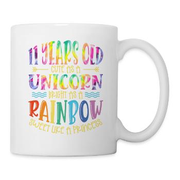 11 Jahre Alt Niedlich Wie Ein Einhorn Hell Wie - Tasse - Weiß - Rechts